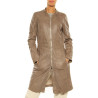 Leather coat ”Pure” Oakwood grey